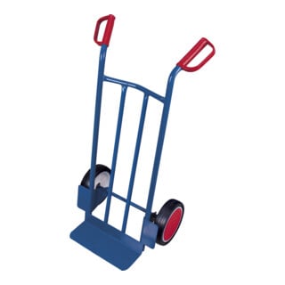 VARIOfit Chariot en tube d'acier bas, pneus pleins en caoutchouc, dossier avec renforts en tube d'acier, pelle 400 × 150 mm