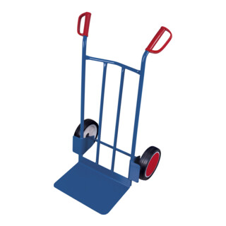 VARIOfit Chariot en tube d'acier bas, pneus pleins en caoutchouc, dossier avec renforts en tube d'acier, pelle 480 × 300 mm