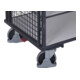 VARIOfit Chariot ESD à étages soudé fixe 1,045 × 685 mm, parois en grillage, porte double battant