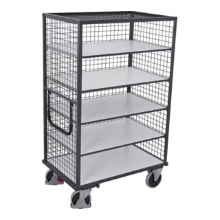 VARIOfit Chariot à plateaux ESD soudé avec parois en treillis métallique