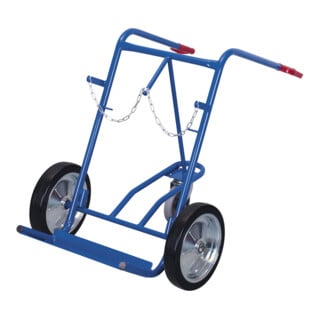 VARIOfit Diable en acier pour 2 bouteilles de 40-50 l, roues pleines, 1 roue de support, pelle 515 × 250 mm