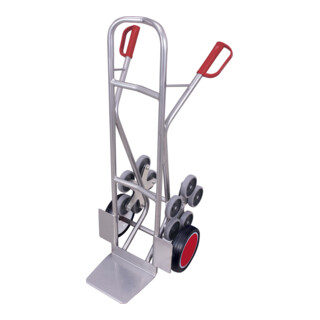 VARIOfit Diable en aluminium avec 2 roues à 5 branches et pneus pleins, pelle 300 × 285 mm