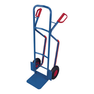 VARIOfit Diable en tube d'acier avec patins d'escalier, pneus pneumatiques, pelle 320 × 250 mm