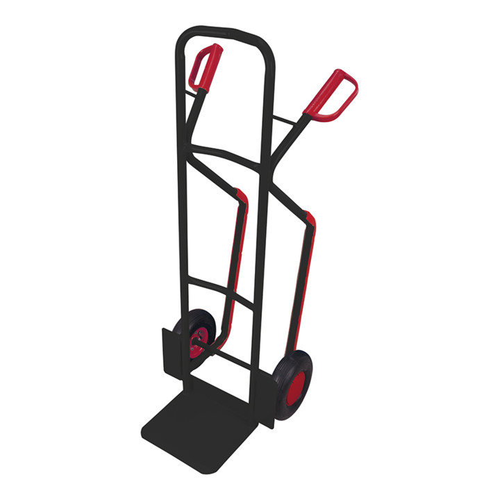VARIOfit Diable en tube d'acier avec patins d'escalier, pneus pneumatiques, pelle 320 × 250 mm