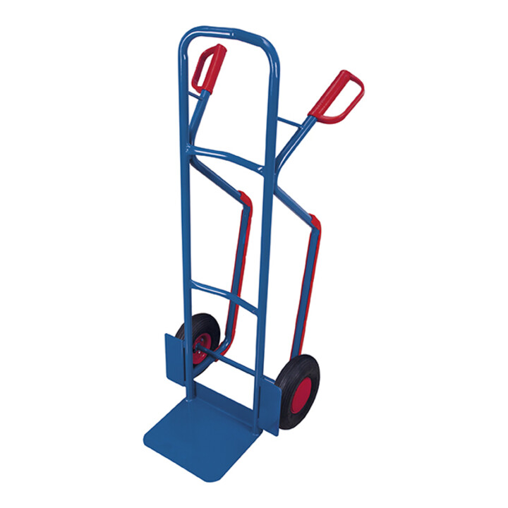 VARIOfit Diable en tube d'acier avec patins d'escalier, pneus pneumatiques, pelle 320 × 250 mm