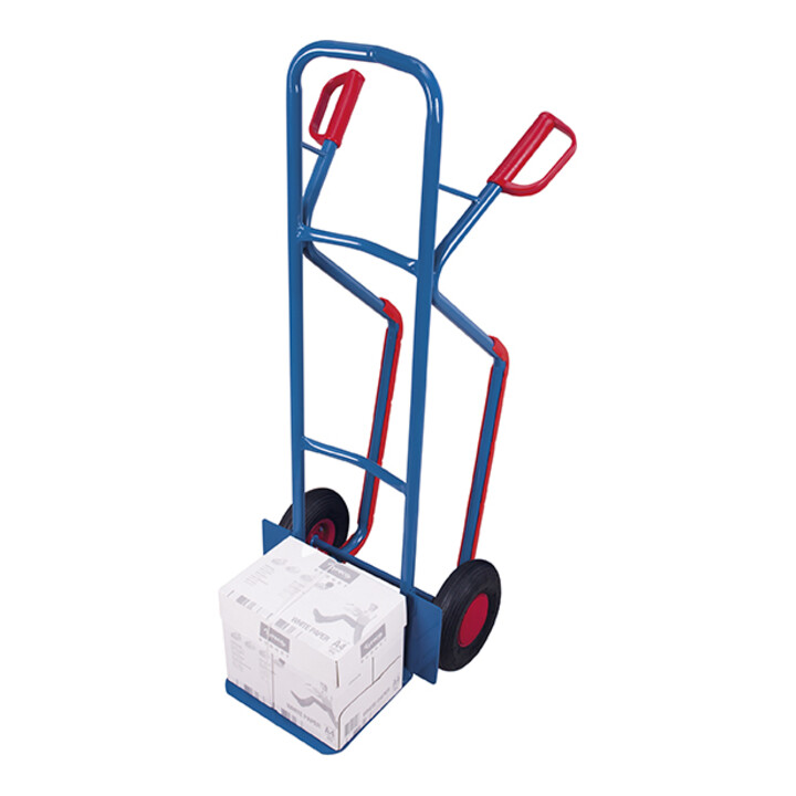 VARIOfit Diable en tube d'acier avec patins d'escalier, pneus pneumatiques, pelle 320 × 250 mm