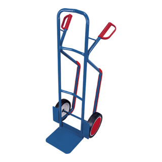 VARIOfit Diable en tube d'acier avec patins d'escalier, roues en caoutchouc plein, pelle 320 × 250 mm