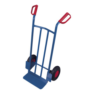 VARIOfit Diable en tube d'acier bas, pneus gonflables, dossier avec renforts en tube d'acier, pelle 400 × 150 mm