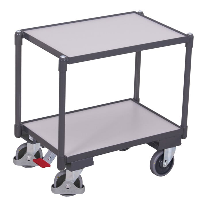 VARIOfit ESD Euro-Systemroller mit 2 Ladeflächen Ladeflächen 10 mm Rand EasySTOP