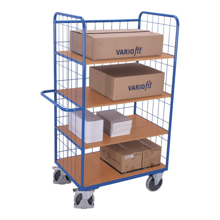 VARIOfit Etagenwagen hoch mit klappbaren Etagenböden 975 x 700 mm Drahtgitterwände