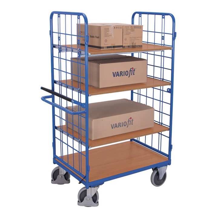 VARIOfit Etagenwagen hoch mit Totmannbremse 4 Böden 2 Wände