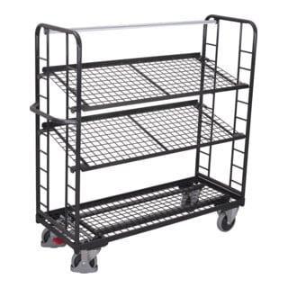 VARIOfit Etagenwagen mit 3 Drahtgitterböden RAL 7016