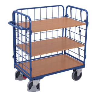 VARIOfit Etagenwagen, niedrig, 3 Gitterwände, 3 Ladeflächen
