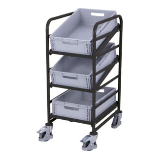 VarioFit Eurokastenwagen mit 3 Kunststoffkisten RAL 7016