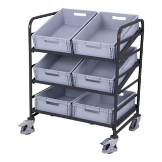 VarioFit Eurokastenwagen mit 6 Kunststoffkisten RAL 7016