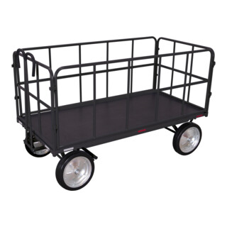VARIOfit Handpritschenwagen mit 4 Rohrgitterwänden RAL 7016
