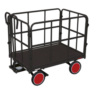 VARIOfit Handpritschenwagen mit 4 Rohrgitterwänden RAL 7016