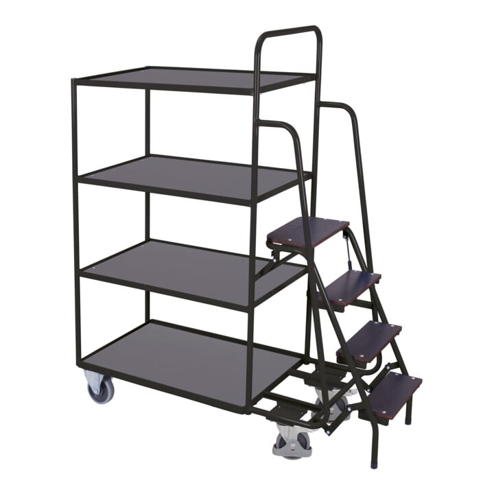 VARIOfit Kommissionierwagen 4 Ladeflächen hoch RAL 7016