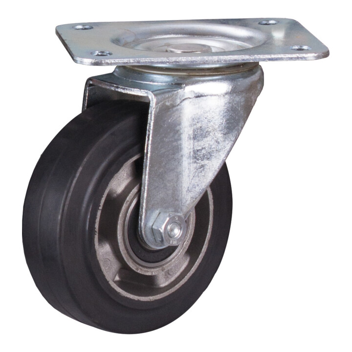 VARIOfit Roulette pivotante caoutchouc plein élastique 125 × 40 mm noir