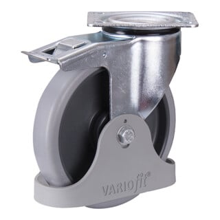 VARIOfit Ruota con freno, grigia, in termoplastica