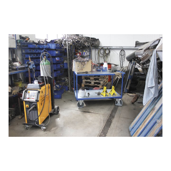 VARIOfit Schwerer Tischwagen mit 2 Zinkblechladeflächen 1.000 x 700 mm