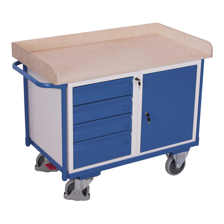 VARIOfit Servante d’atelier avec 1 plateau, 1 armoire et 4 tiroirs