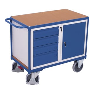 VARIOfit Servante d’atelier avec 1 plateau, 1 armoire et 4 tiroirs, capacité 500 kg