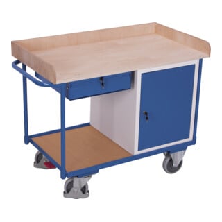 VARIOfit Servante d’atelier avec 2 plateaux, plateau, 1 armoire et 1 tiroir