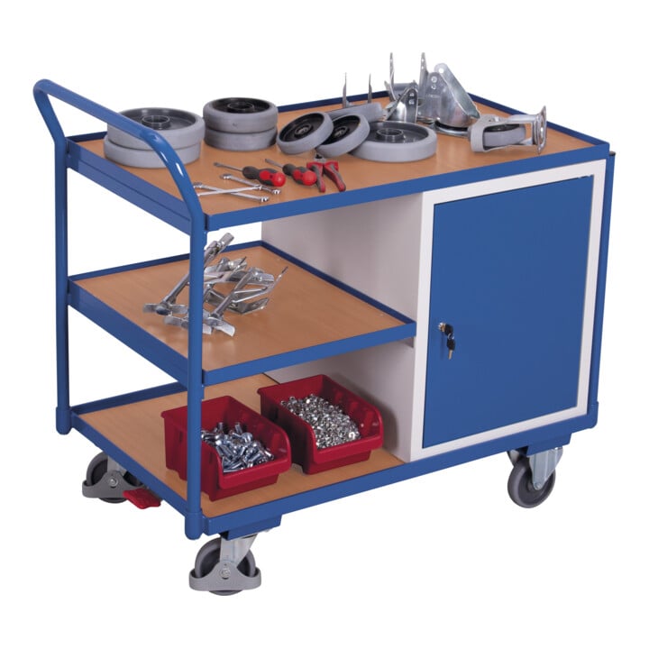 VARIOfit Servante d’atelier avec 3 plateaux et 1 armoire