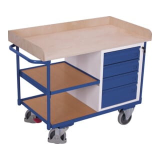 VARIOfit Servante d’atelier avec 3 plateaux, plateau inclus et 4 tiroirs
