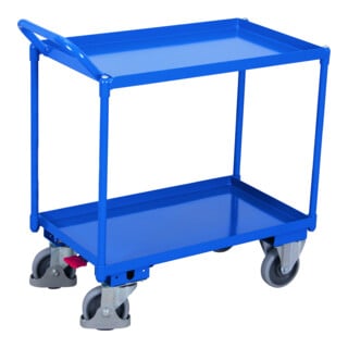 VARIOfit Tischwagen mit 2 Ladeflächen, verschweißte Wannen, Schiebegriff nach oben gerichtet