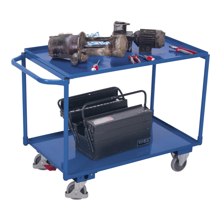 VARIOfit Tischwagen mit 2 Ladeflächen 995 x 595 mm Schiebegriff waagerecht