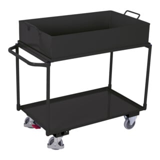 VARIOfit Tischwagen mit 2 Ladeflächen abnehmbare Wanne RAL 7016
