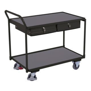 VarioFit Tischwagen mit 2 Ladeflächen und 2 Schubladen RAL 7016