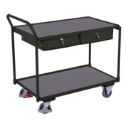 VarioFit Tischwagen mit 2 Ladeflächen und 2 Schubladen RAL 7016
