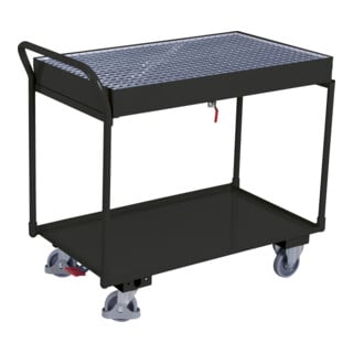 VarioFit Tischwagen mit 2 Ladeflächen und Gitterrost RAL 7016