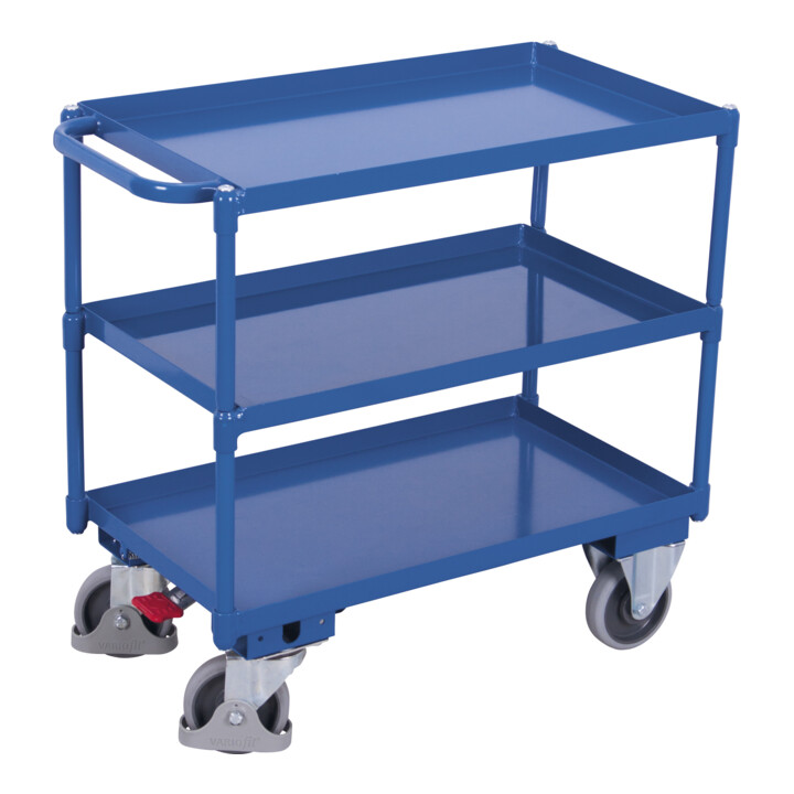 VARIOfit Tischwagen mit 3 Ladeflächen 845 x 495 mm Schiebegriff waagerecht