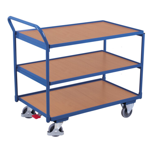 VARIOfit Tischwagen mit 3 Ladeflächen 985 x 595 mm Schiebegriff nach oben gerichtet