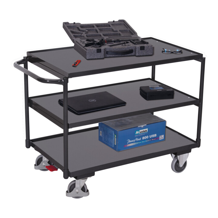 VarioFit Tischwagen mit 3 Ladeflächen RAL 7016