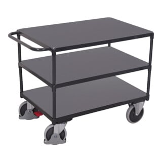 VarioFit Tischwagen schwer mit 3 Ladeflächen RAL 7016