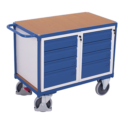 VARIOfit Werkstattwagen mit 1 Ladefläche und 8 Schubladen Traglast 500 kg