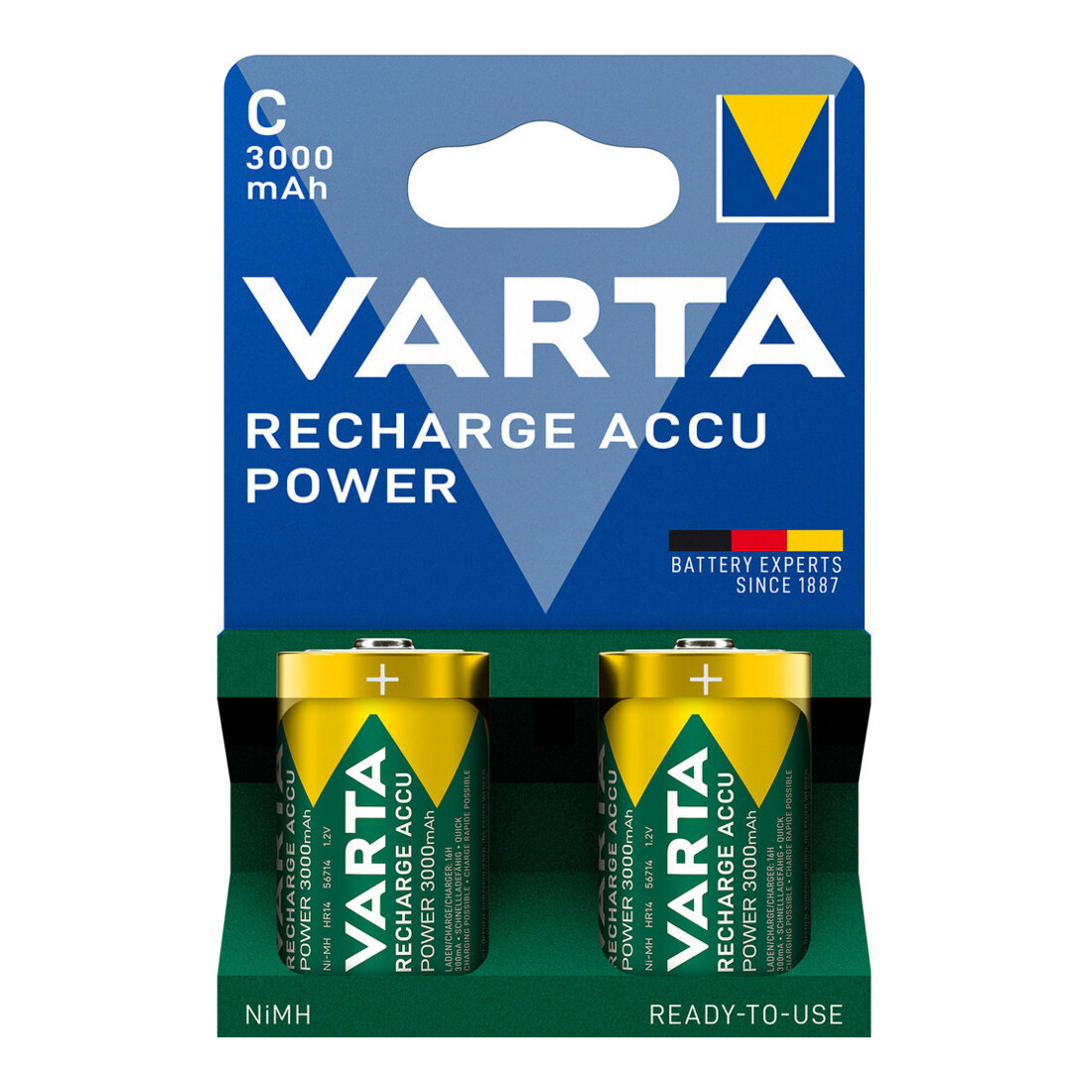 Varta Akku RECH.ACCU C 2er Blister NiMH Kapazität 3000 mAh