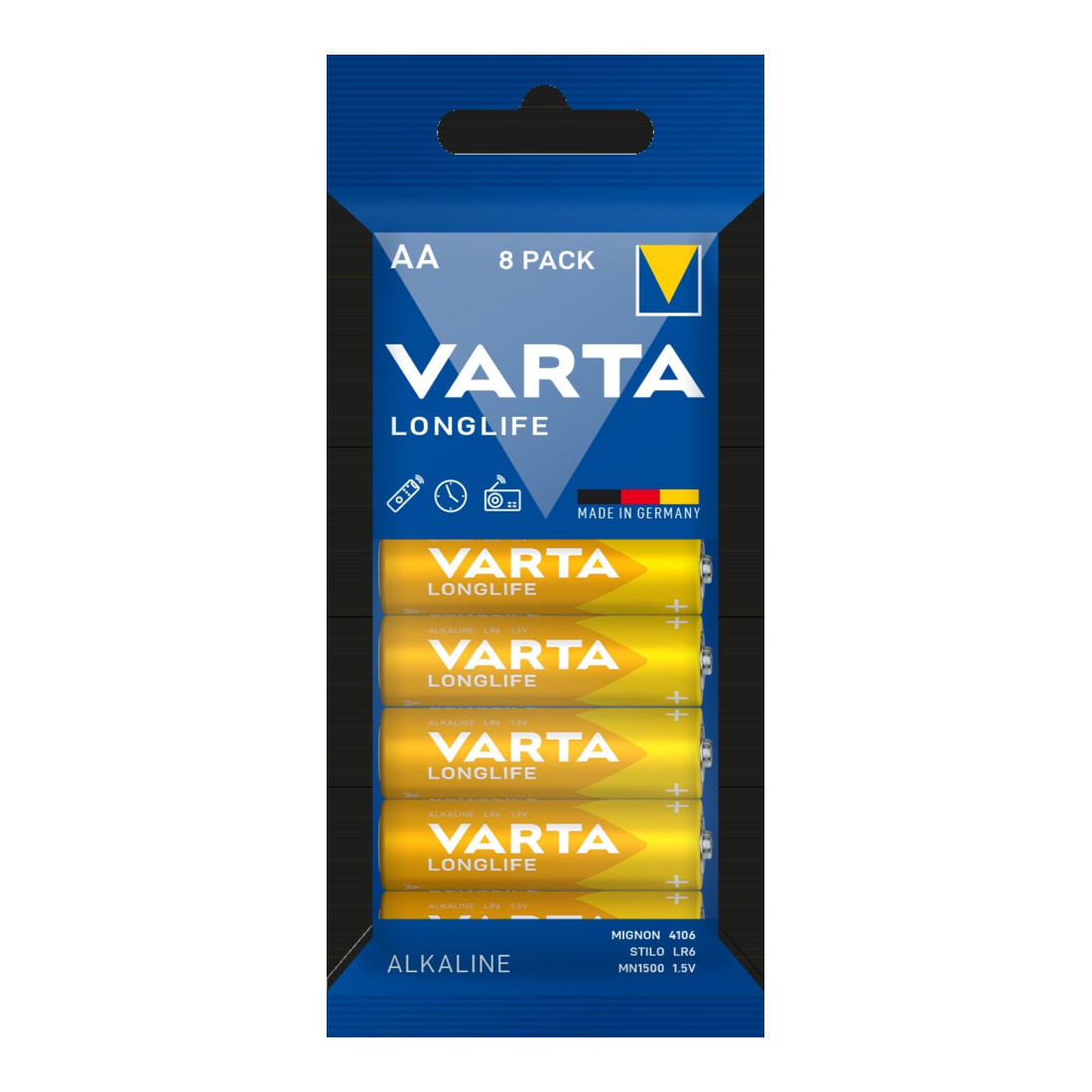 VARTA Batterie LONGLIFE AA, 8-er Folie