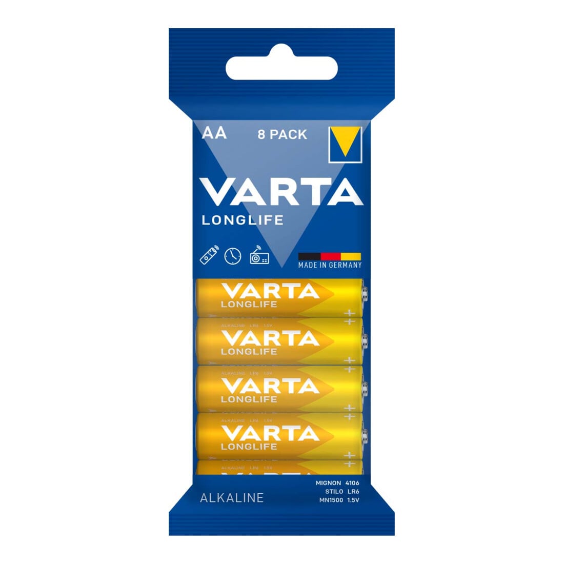 Varta Batterie Longlife AA Mignon, LR6, Al-Mn 4106 Fol.8