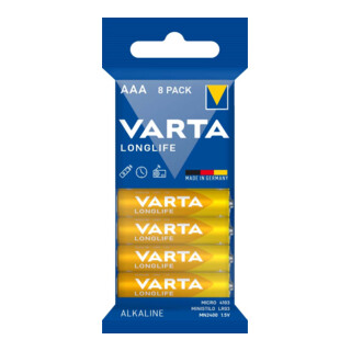 Varta Batterie Longlife AAA Micro, R3, Al-Mn 4103 Fol.8