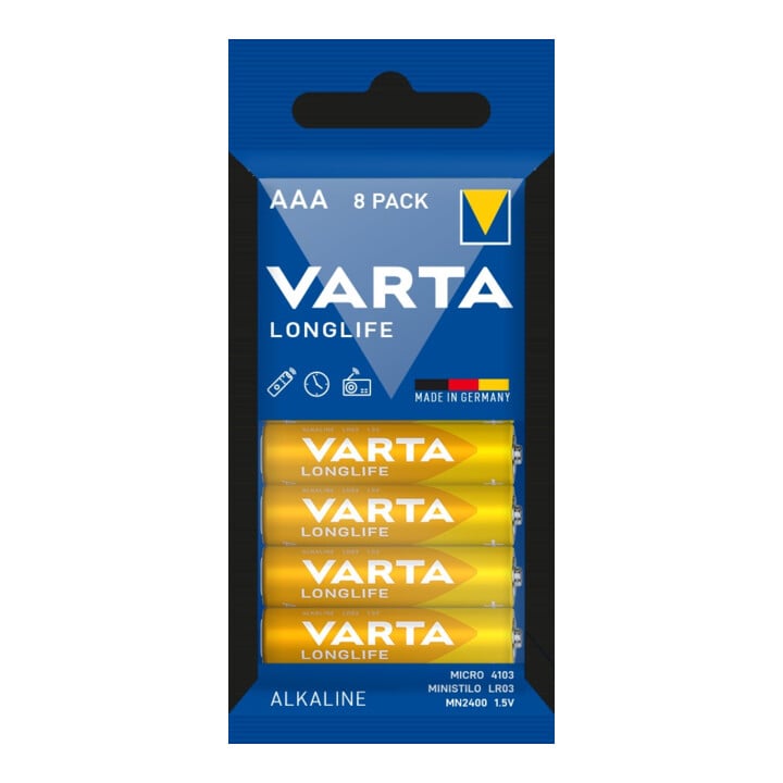 VARTA Batterie Longlife AAA, pack de 8 filmé