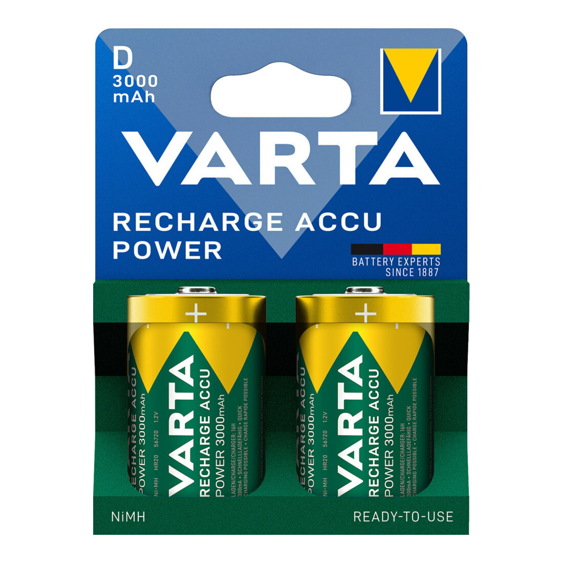Varta Batterie rechargeable RECH.ACCU D 2 pcs blister NiMH capacité 3000 mAh