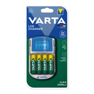 Varta Chargeur Varta LCD avec 4 piles AA+12V+USB 57070(4x5716)