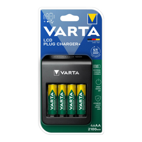 Varta Cons.Varta LCD Plug Charger+ 4xAA 56706 2100mAh 57687101441