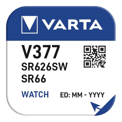 Varta Cons.Varta Uhren-Batterie 1,55V/21mAh/Silber V 377 Stk.1